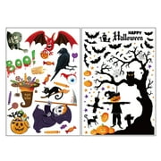 Halloween Gel Window Stickers, Pumpkin Witch Bat Spider window stickers Halloween window decorations - style:style2